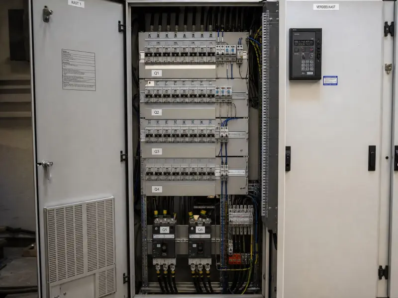 Verdeelkast van een bel- en communicatie-installatie door Bek bv