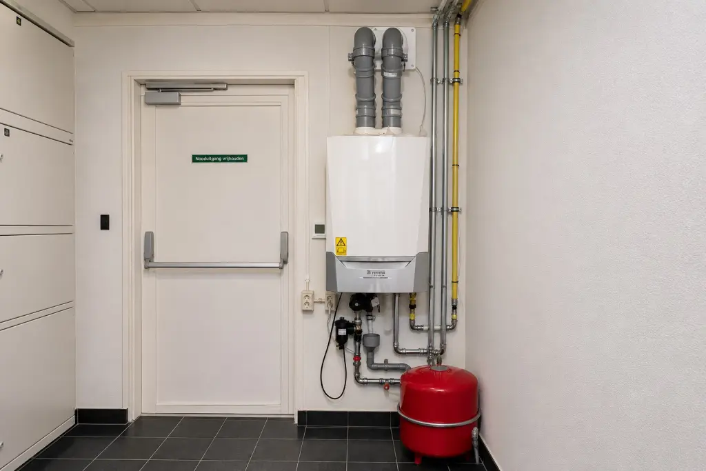 CV-installatie met expansievat en leidingwerk