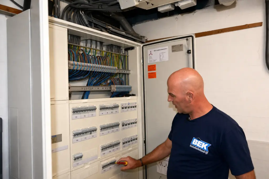 Elektromonteur van Bek bv aan een groepenkast