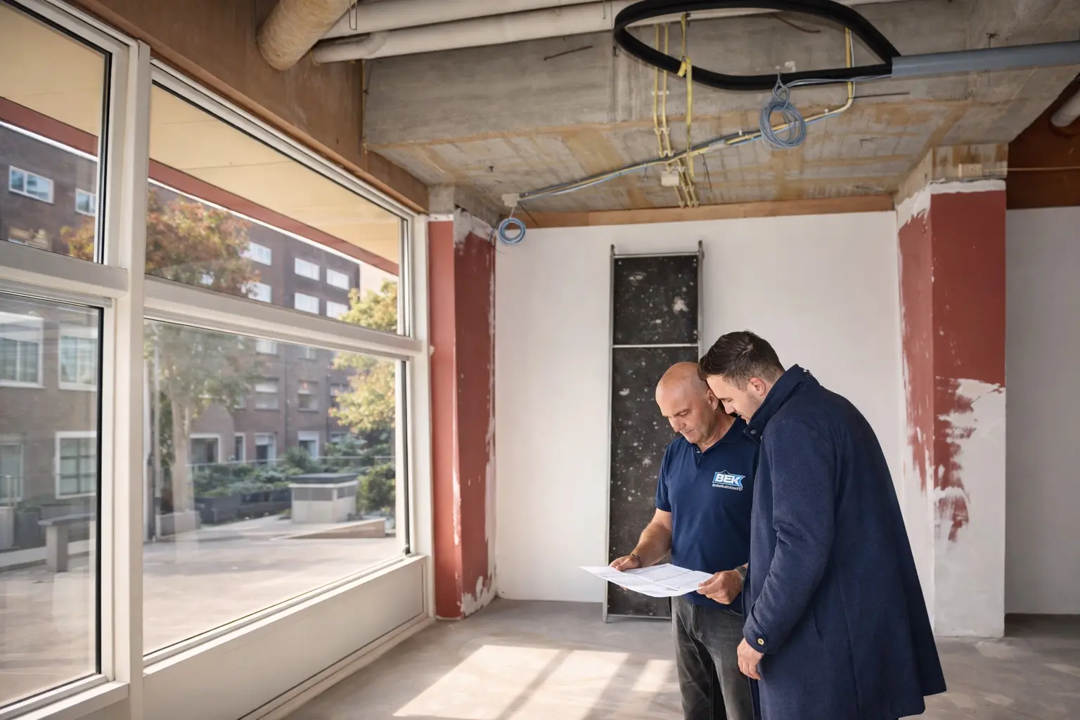 Bek-monteur werkt netjes op locatie